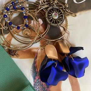 Sapphire-Hued Flower Petal Earrings